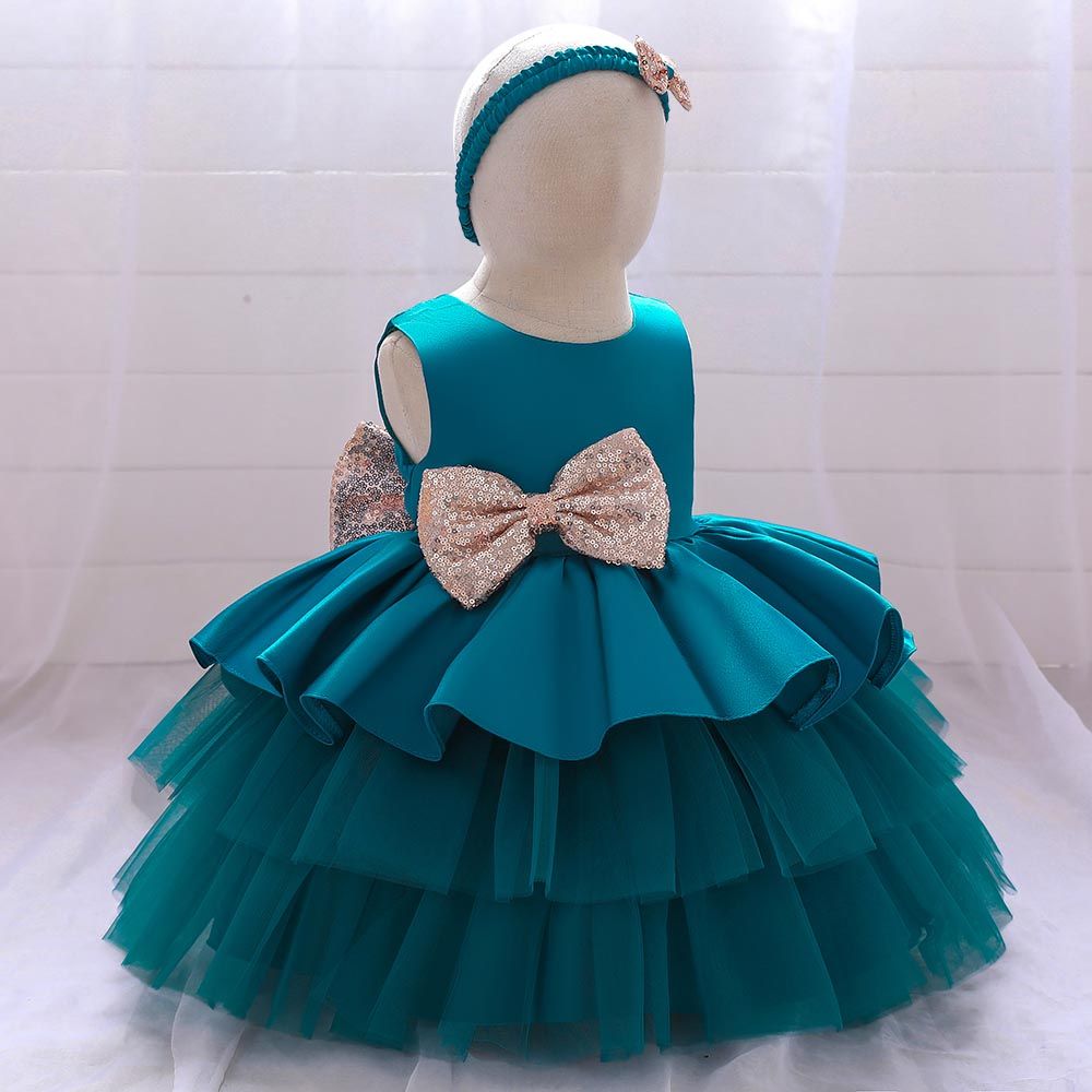 Sugar Rush - Round Neck Sleeveless Party Dress Green_9m-5y