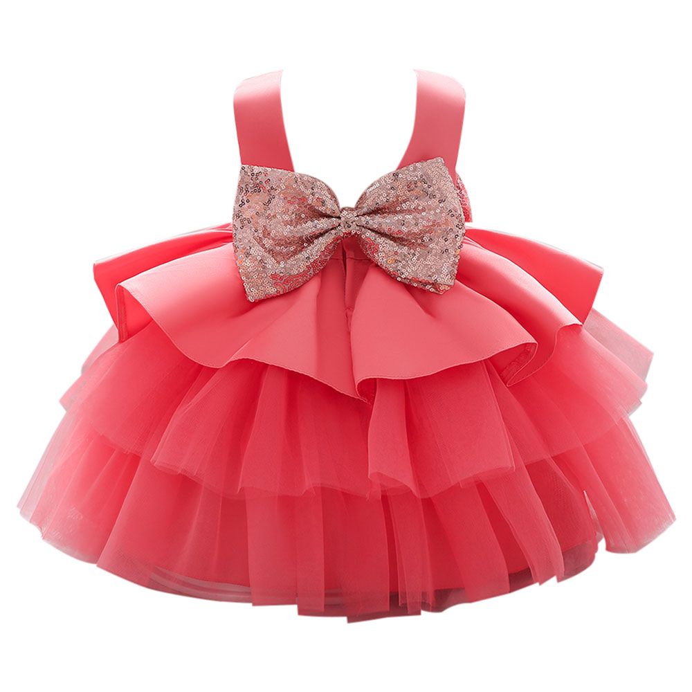 Sugar Rush - Round Neck Sleeveless Party Dress - Fuchsia