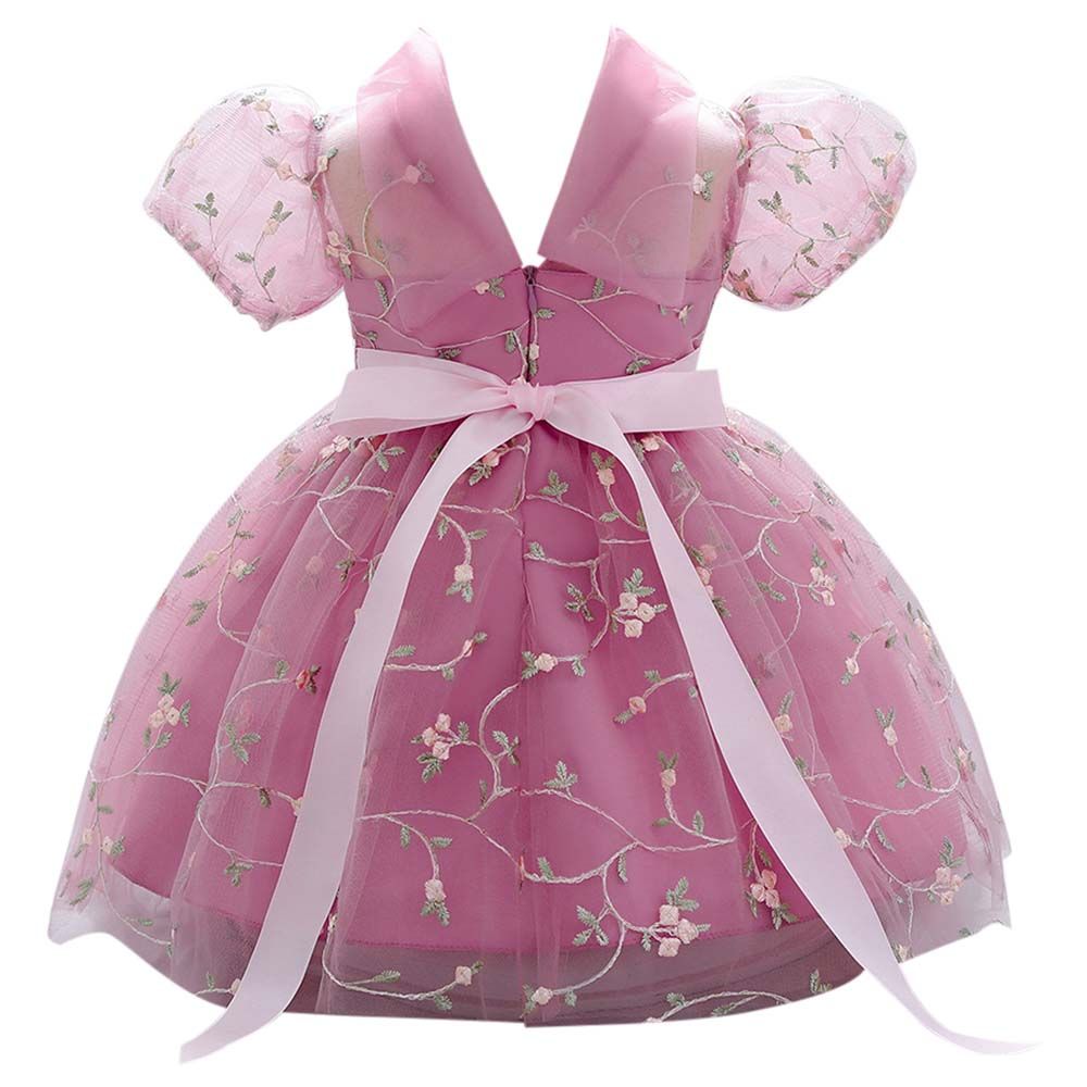 Sugar Rush - High-Neck Short Sleeves Party Dress Pink_9m-5y