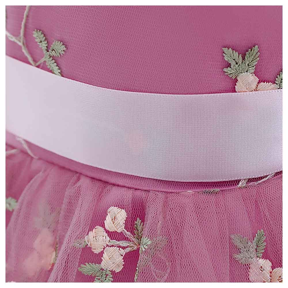 Sugar Rush - High-Neck Short Sleeves Party Dress Pink_9m-5y