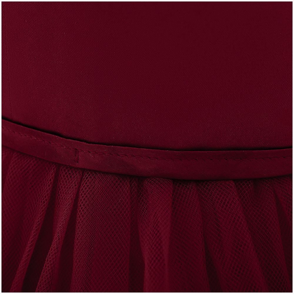 Sugar Rush - Laced Round Neck Cap Sleeves Party Dress - Maroon