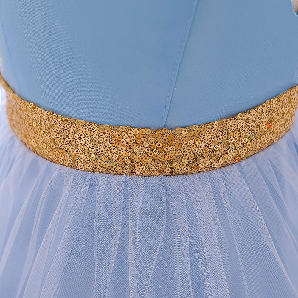 Sugar Rush - Appliqued Party Dress W/ Bow - Blue