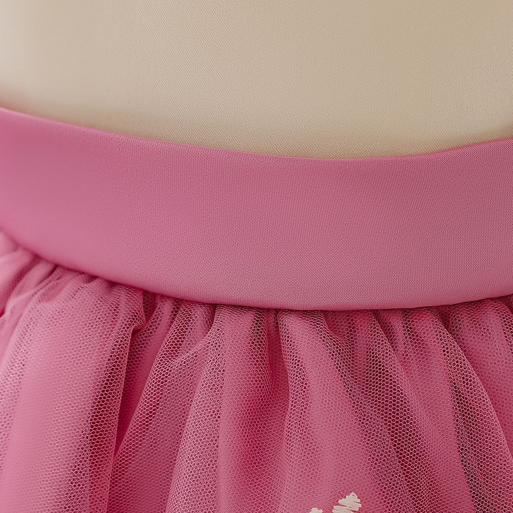 Sugar Rush - Appliqued Party Dress W/ Bow - Pink