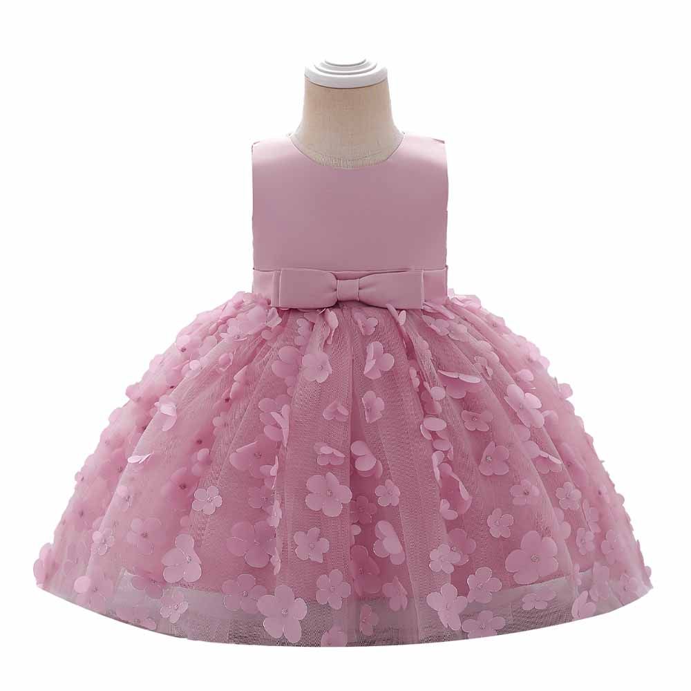 Sugar Rush - Solid Round Neck Sleeveless Party Dress - Pink