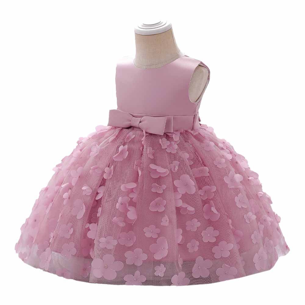 Sugar Rush - Solid Round Neck Sleeveless Party Dress - Pink