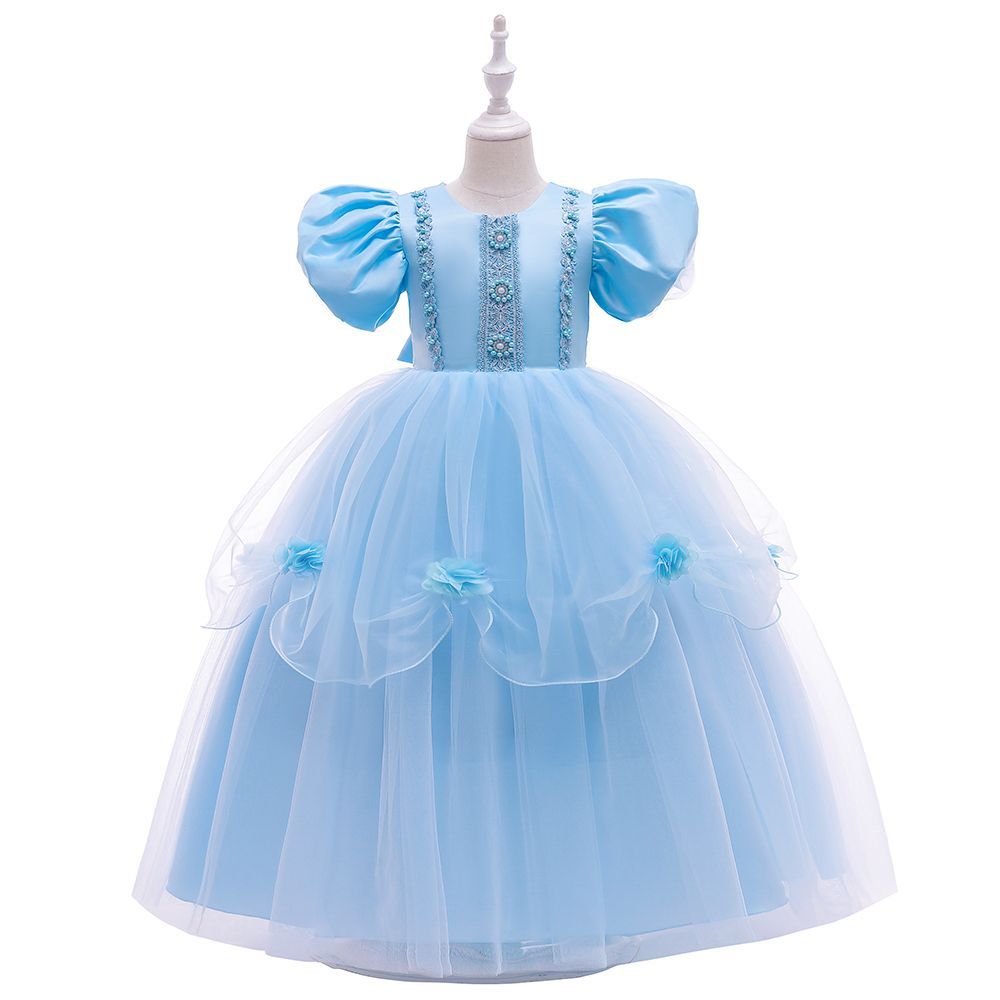 SUGAR RUSH - Embellished Short Sleeves Party Dress - Blue