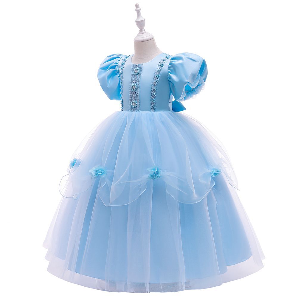 SUGAR RUSH - Embellished Short Sleeves Party Dress - Blue