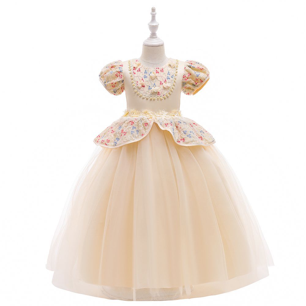 SUGAR RUSH - Embellished Short Sleeves Party Dress - Champagne_3-9y