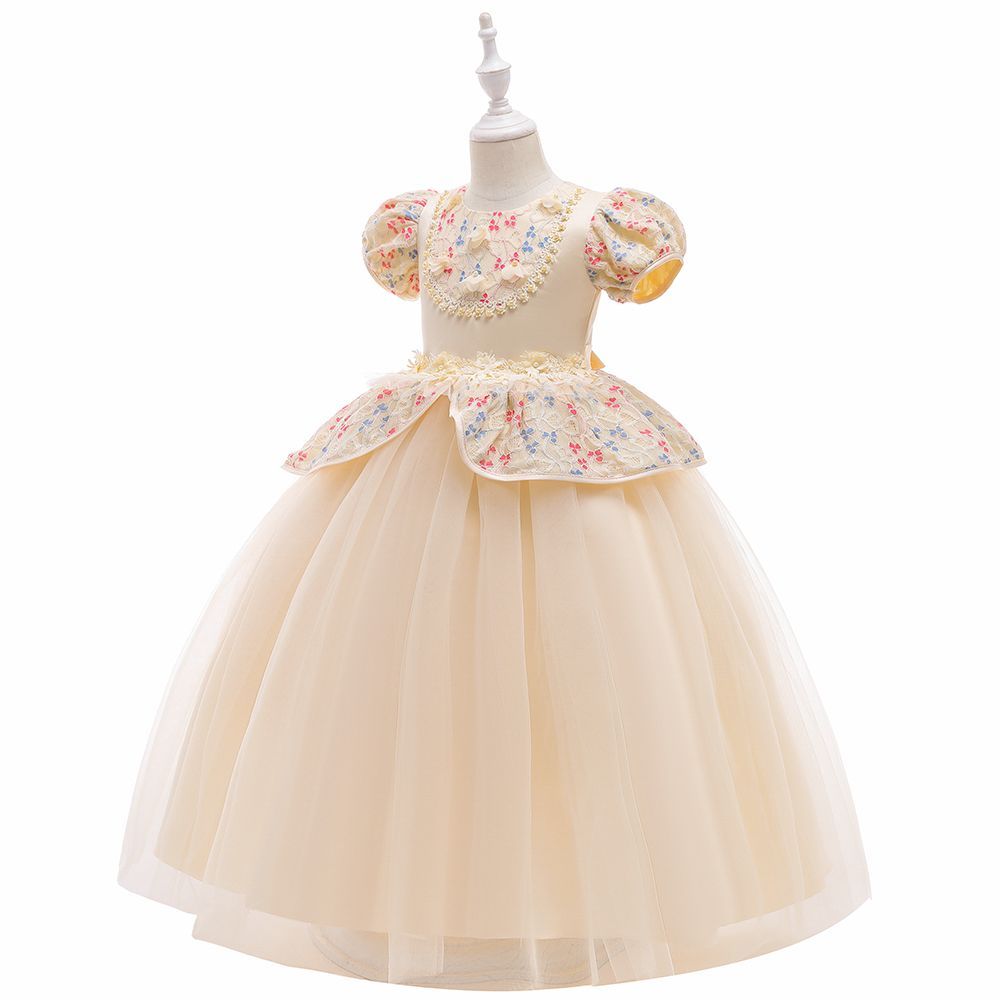 SUGAR RUSH - Embellished Short Sleeves Party Dress - Champagne_3-9y