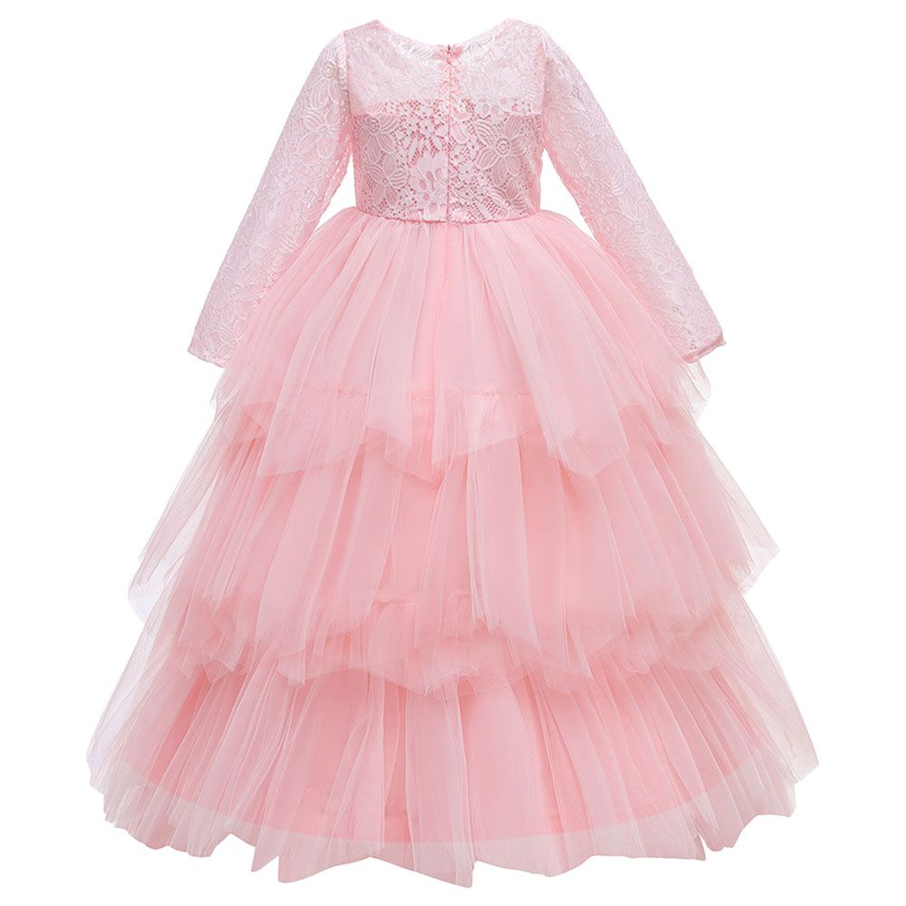 Sugar Rush - Laced Full Sleeves Party Dress - Pink