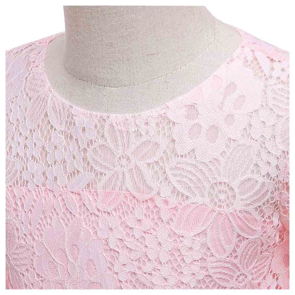 Sugar Rush - Laced Full Sleeves Party Dress - Pink