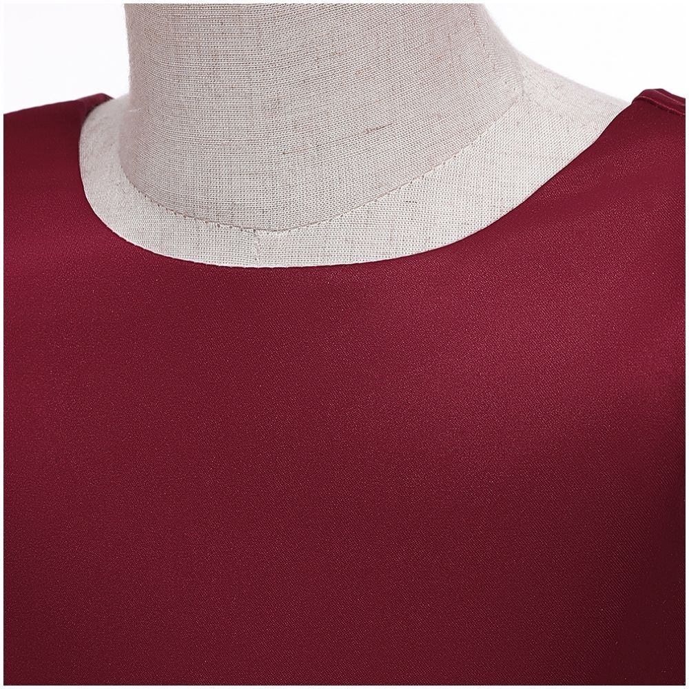 Sugar Rush - Laced Regular Round Neck Cap Sleeves Party Dress - Maroon