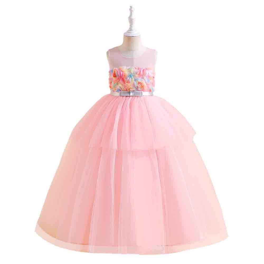 Sugar Rush - Appliqued Regular Sleeveless Party Dress - Pink