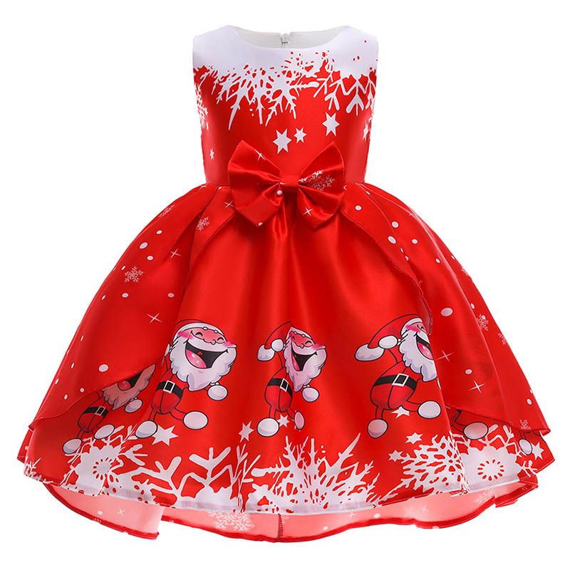 Sugar Rush - Printed Round Neck Party Dress - Red