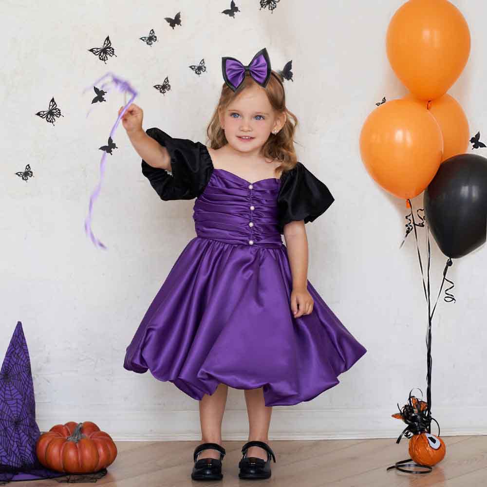 Sugar Rush - Solid Square-Neck Halloween Party Dress - Purple