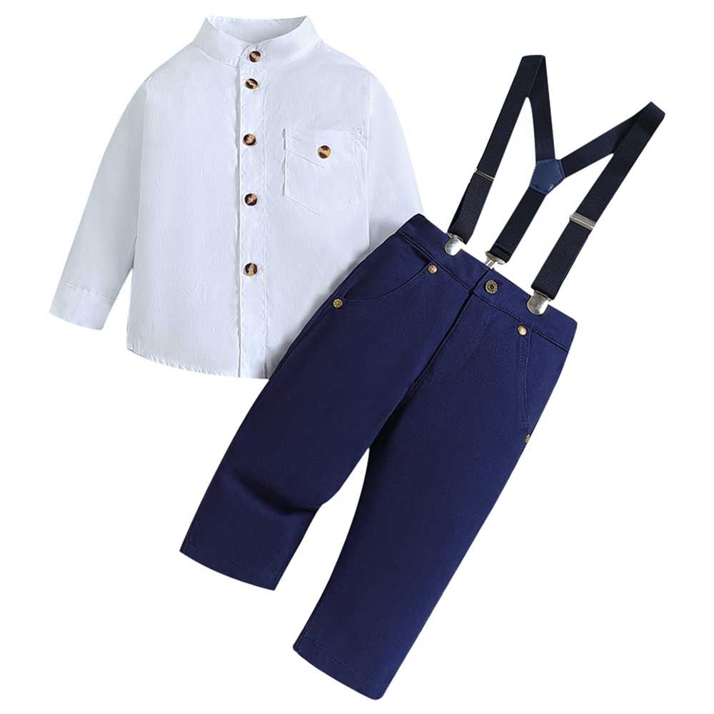 Sugar Rush - 2pc-set - Solid Classic Shirt & Pants - Navy Blue