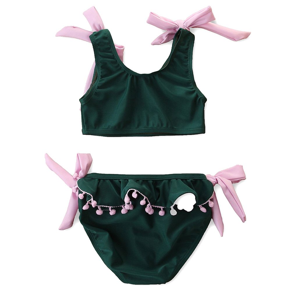 SUGAR RUSH - Round Neck Sleeveless Swimwear - Dark Green