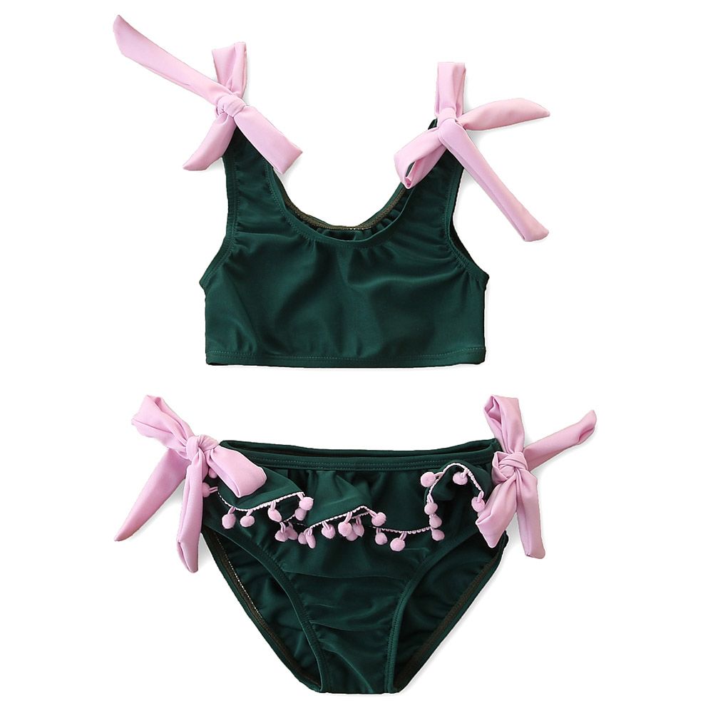 SUGAR RUSH - Round Neck Sleeveless Swimwear - Dark Green