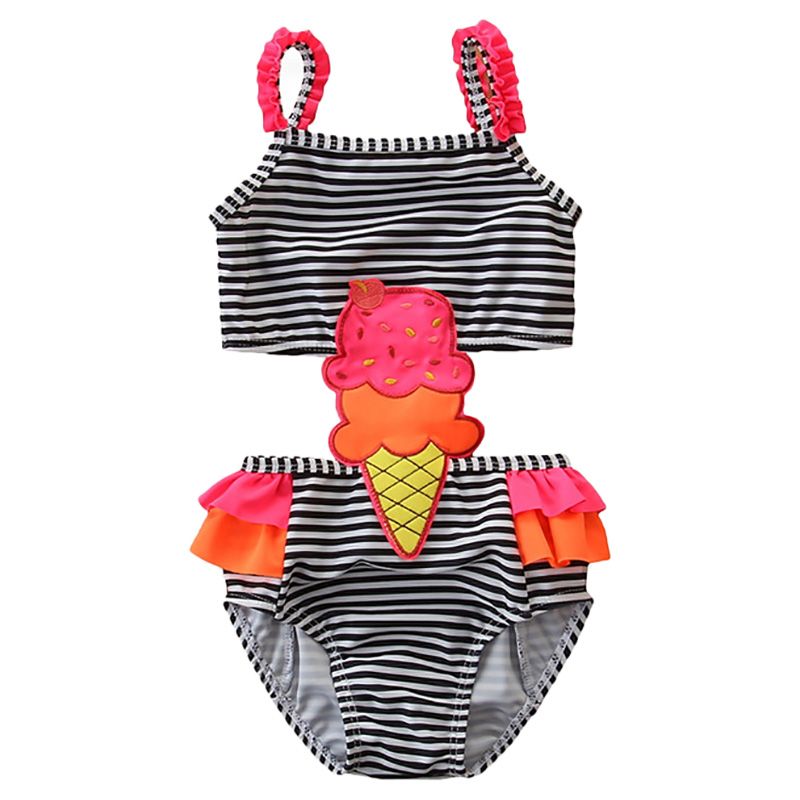 SUGAR RUSH - Striped Body Square Neck Sleeveless Swimwear