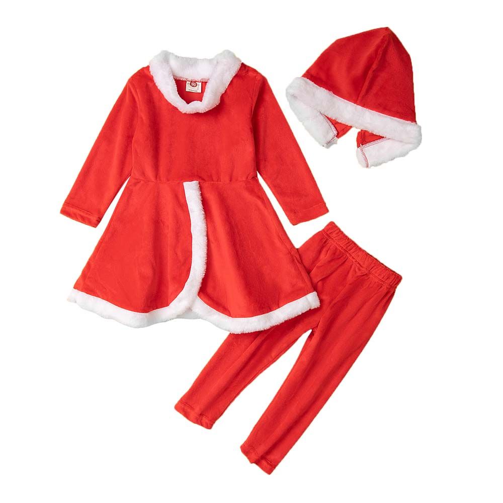 Sugar Rush - 2pc-Set - Full Sleeves Santa Top & Pants - Red