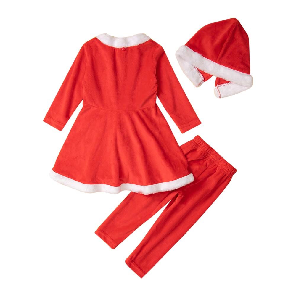 Sugar Rush - 2pc-Set - Full Sleeves Santa Top & Pants - Red