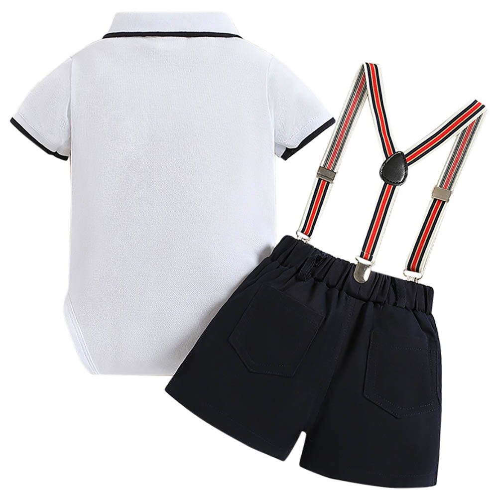 Sugar Rush - 2pc-Set - Polo Neck Bodysuit & Shorts - White