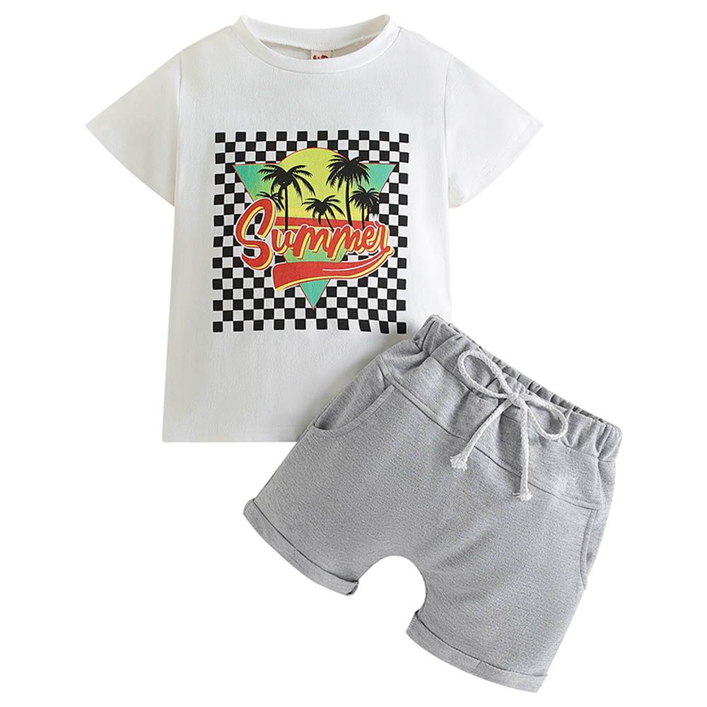 Sugar Rush - 2pc-Set - Short Sleeves T-Shirt & Shorts - Grey