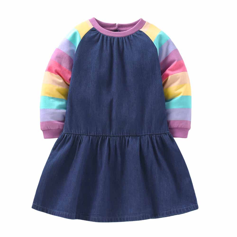 Sugar Rush - Colorblocked Full Sleeves Casual Dress - Navy