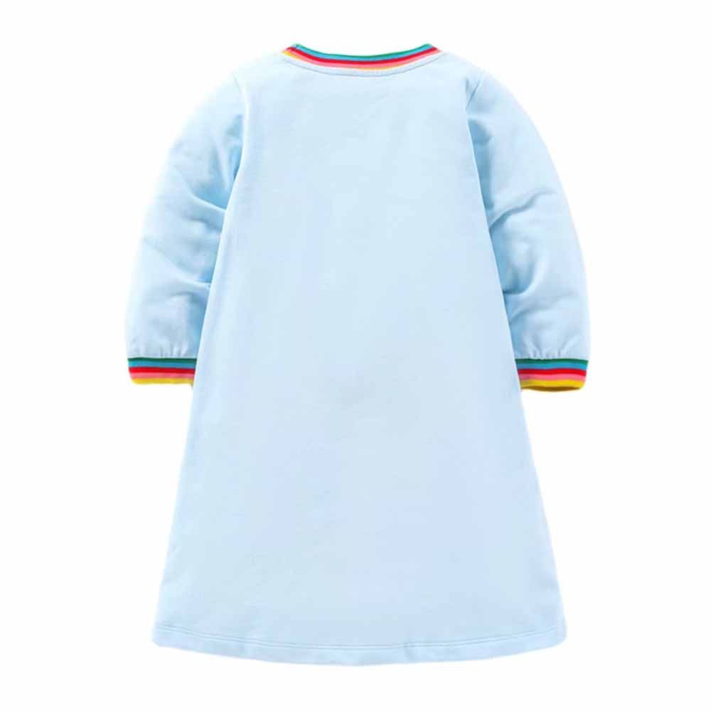 Sugar Rush - Colorblocked Full Sleeves Dress - Blue