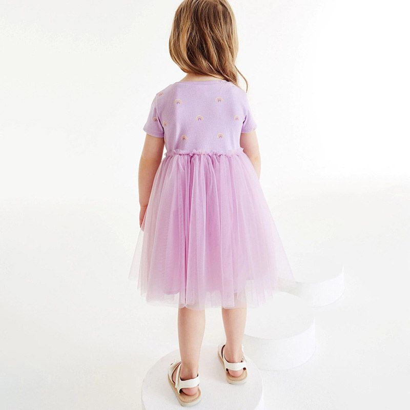 Sugar Rush - Round Neck Short Sleeves Dress - Lt Purple