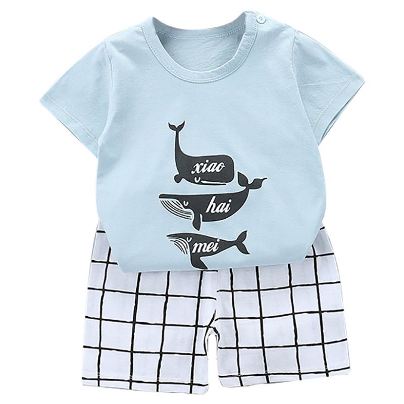 Sugar Rush - 2pc-Set - Boys T-Shirt & Checked Shorts - Blue