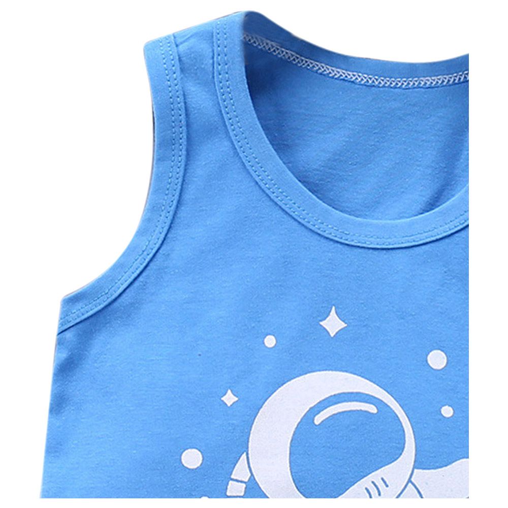 Sugar Rush - 2pc-Set - Round Neck T-Shirt & Shorts - Blue/White