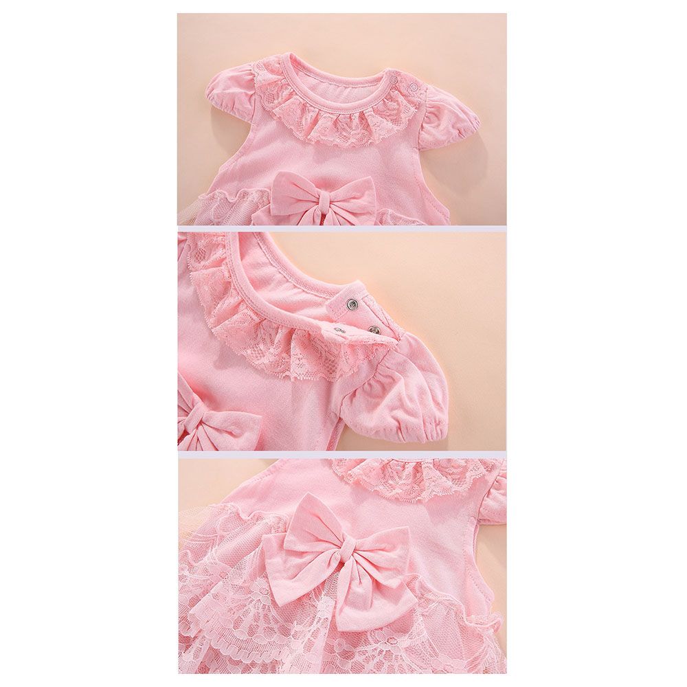 Sugar Rush - Frill Laced Romper - Pink