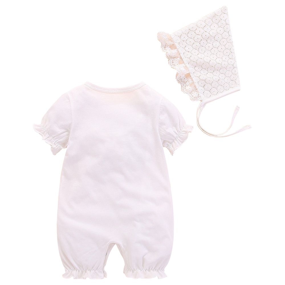 Sugar Rush - Short Sleeves Laced Romper - White_0m-12m