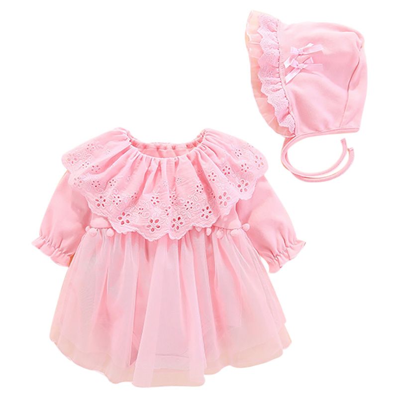 Sugar Rush - Appliqued Round Neck Romper - Pink_0m-12m