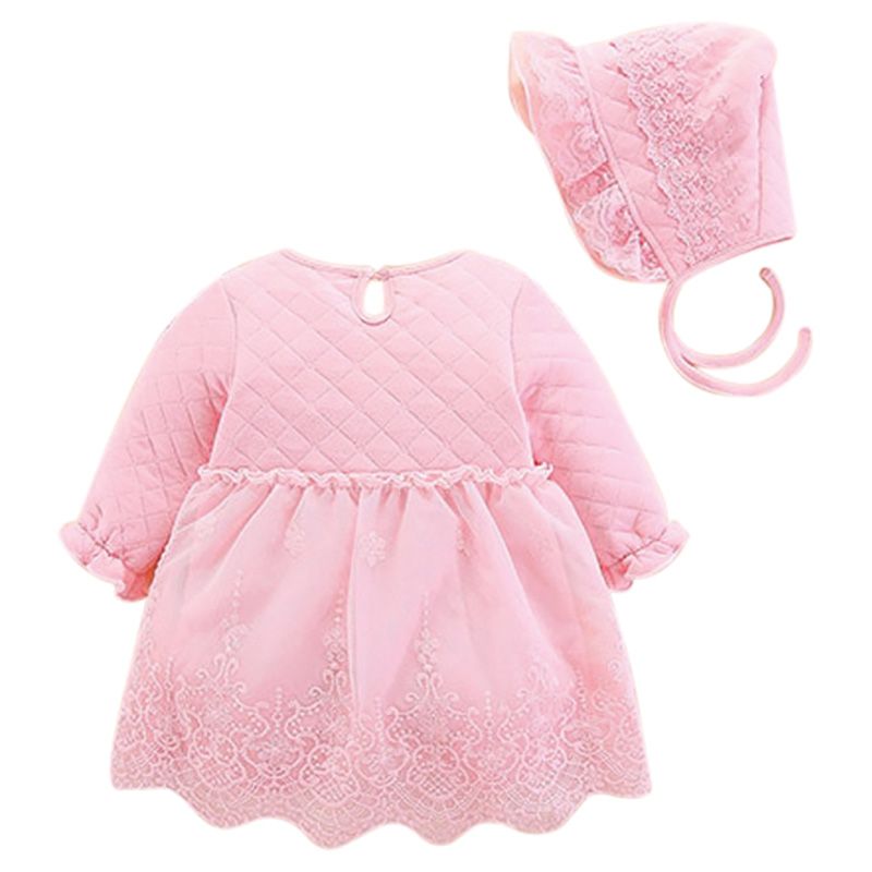 Sugar Rush - Laced Romper With Laced Cap - Pink