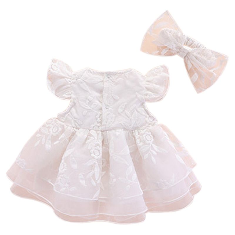 Sugar Rush - Embroidered Fashion Dress With Bow - White