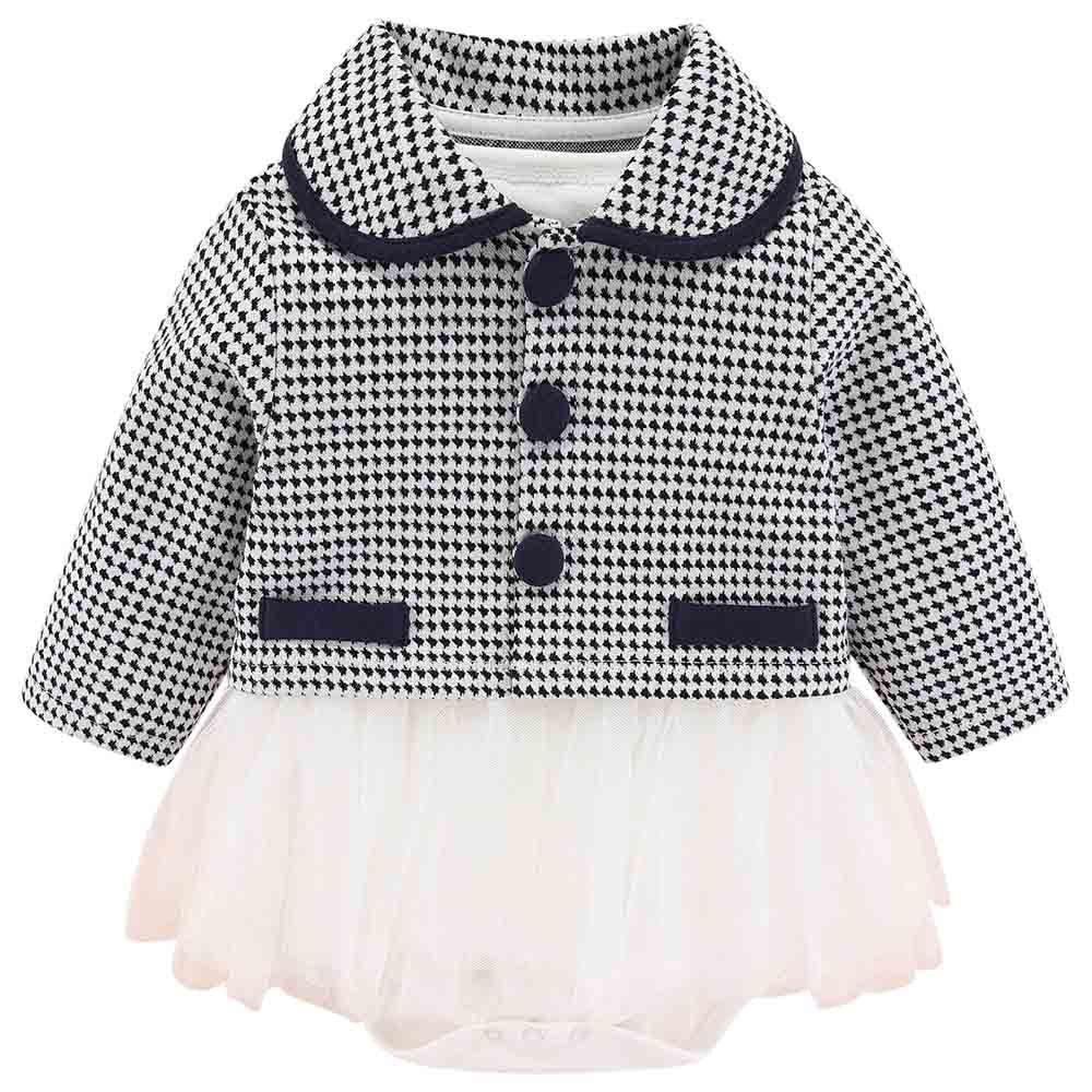 Sugar Rush - 2pc-Set - Checked Full Sleeves Jacket & Bodysuit