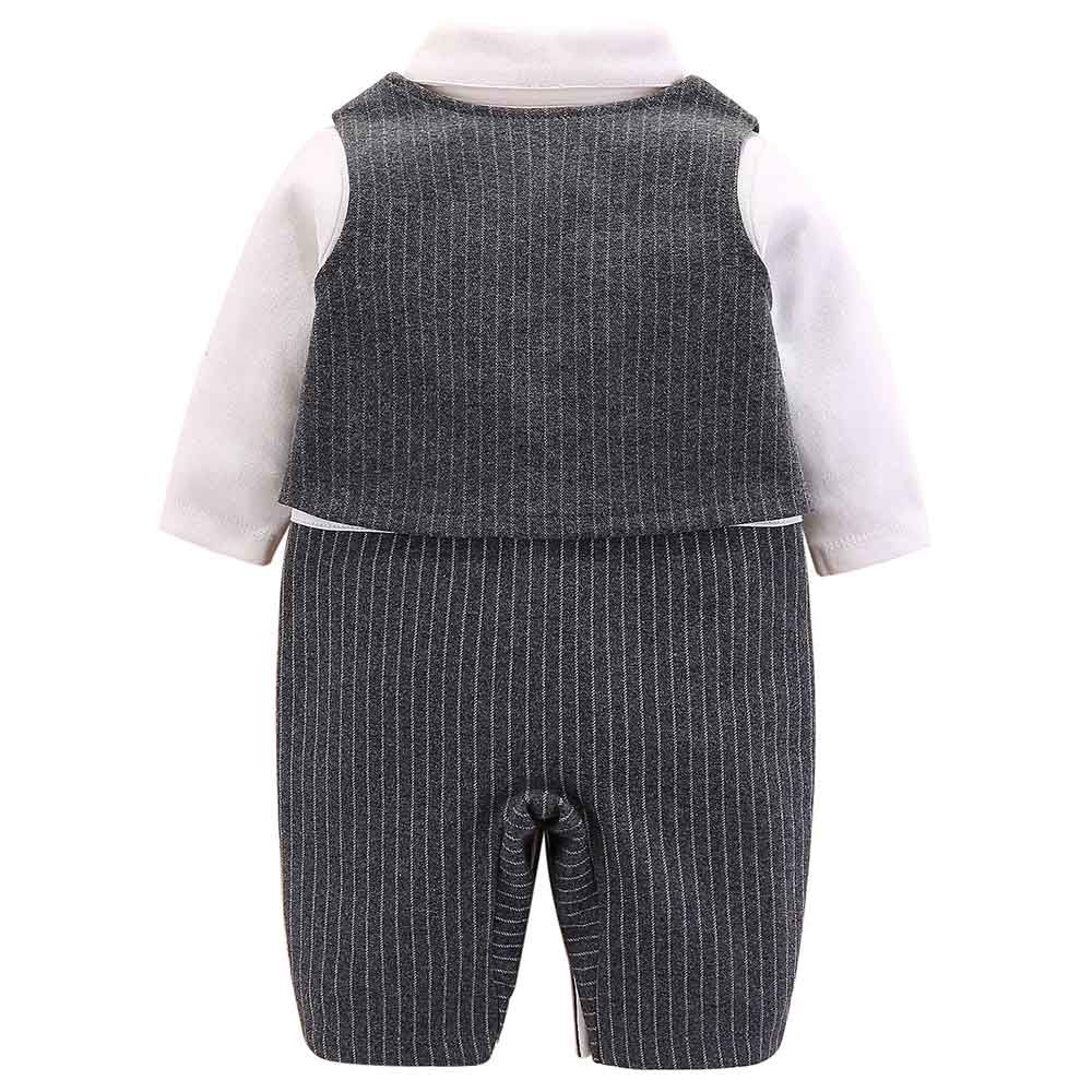 Sugar Rush - Striped Regular Classic Romper - Grey_0m-12m