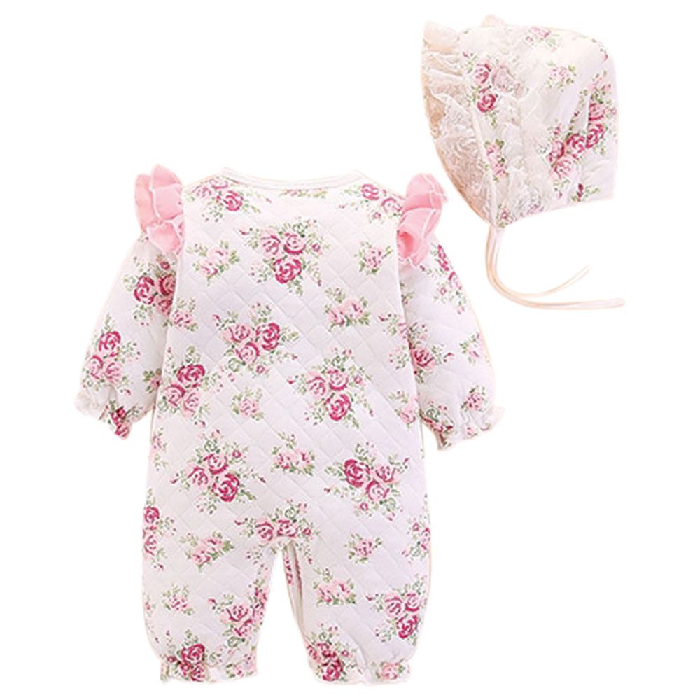 Sugar Rush - Floral Printed Romper - White_0m-12m