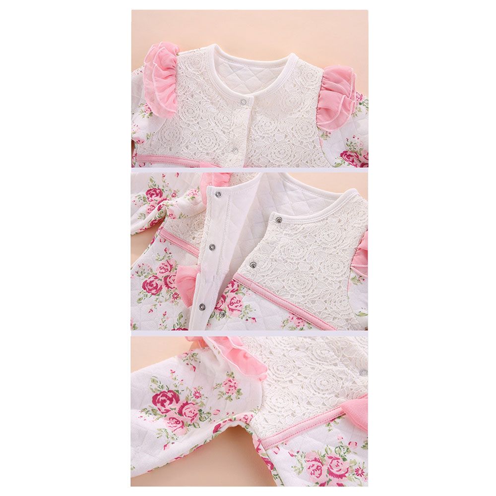 Sugar Rush - Floral Printed Romper - White_0m-12m