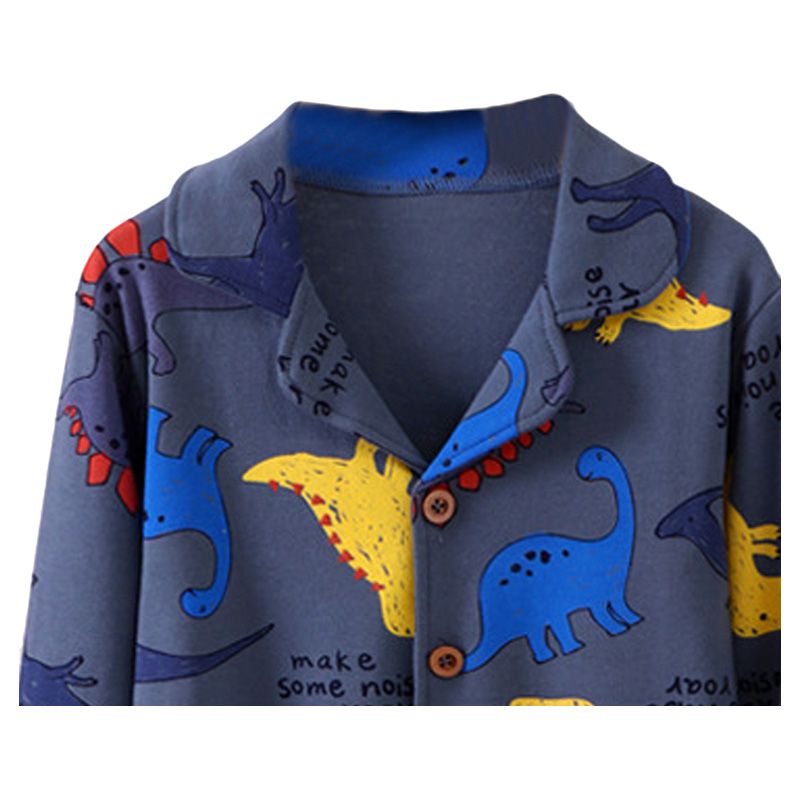 Sugar Rush - 2pc-Set - Dino Full Sleeves Sleepwear - Navy