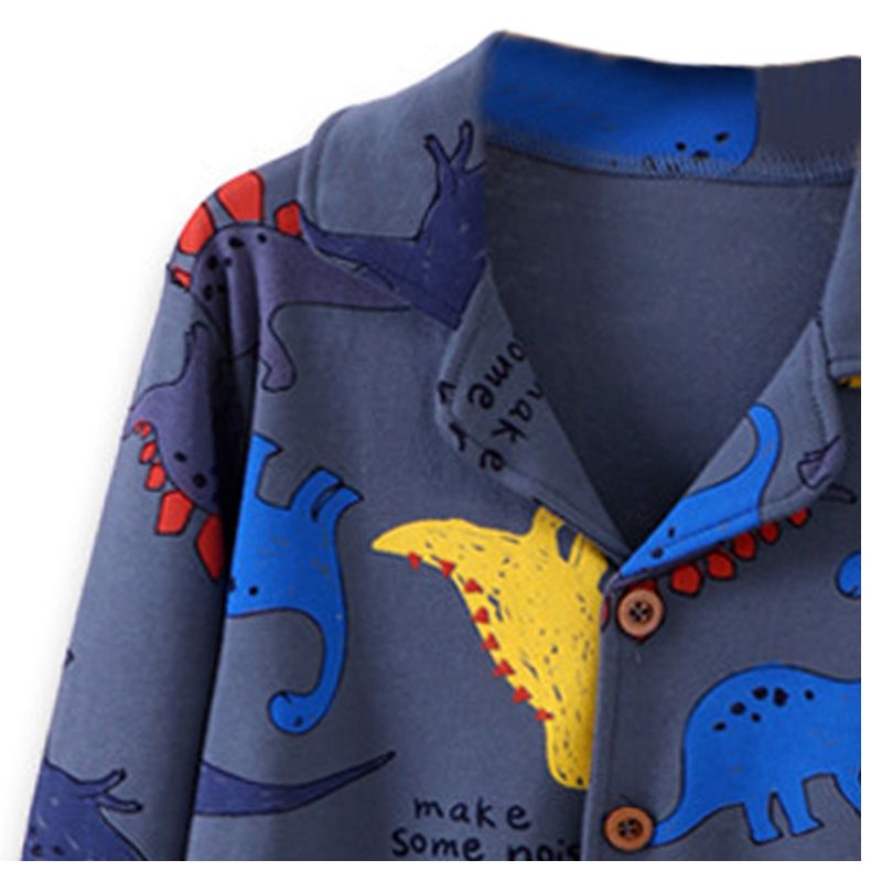 Sugar Rush - 2pc-Set - Dino Full Sleeves Sleepwear - Navy