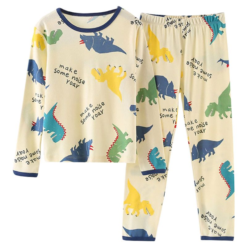 Sugar Rush - 2pc-Set - Dino Full Sleeves Sleepwear - Yellow