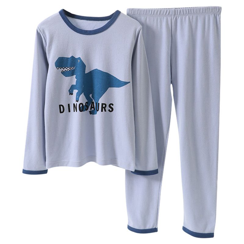 Sugar Rush - 2pc-Set - Dino Print Round Neck Sleepwear - Blue