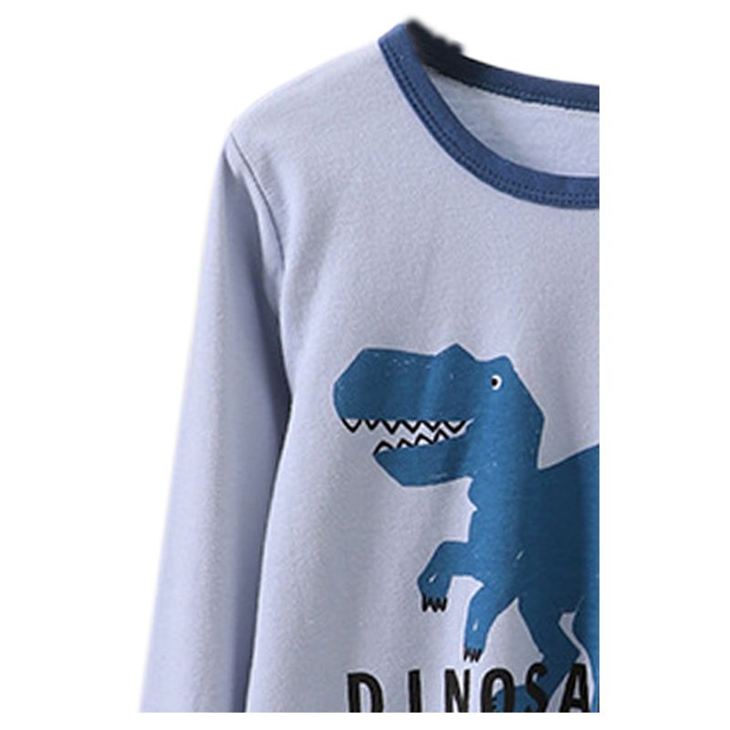 Sugar Rush - 2pc-Set - Dino Print Round Neck Sleepwear - Blue