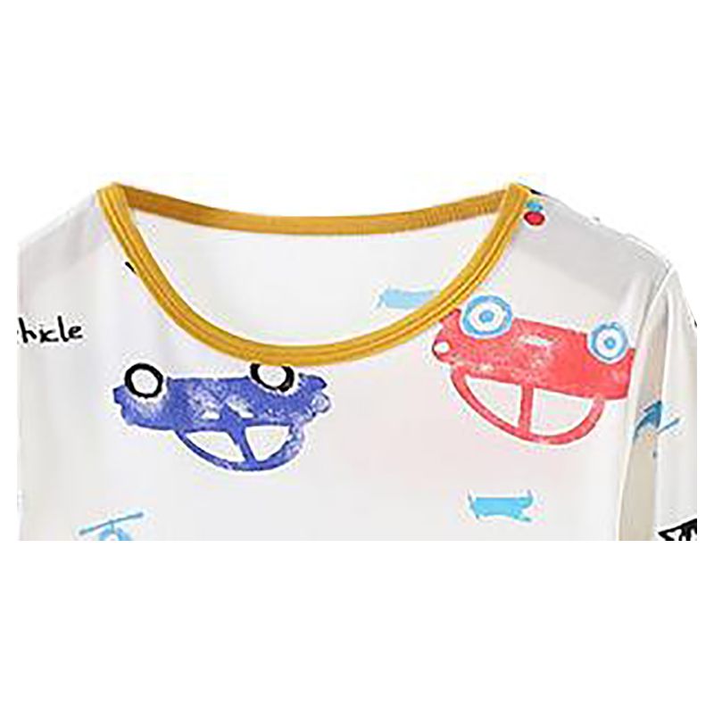 Sugar Rush - 2pc-Set - Boys Car Print Sleepwear - White