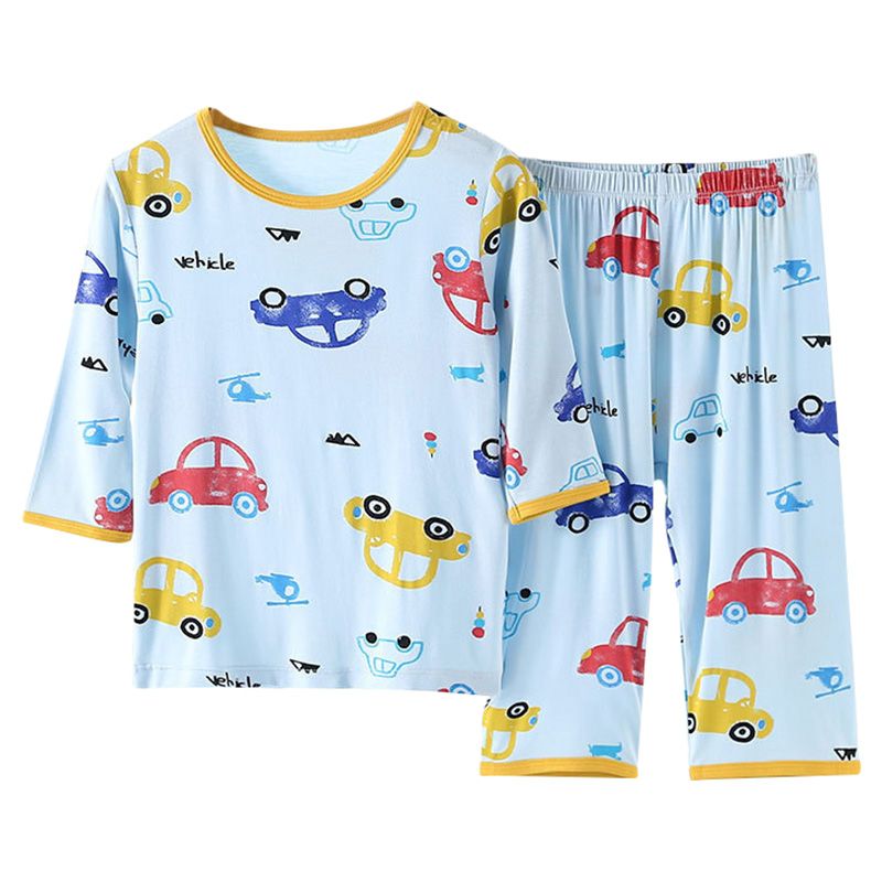 Sugar Rush - 2pc-Set - Car Print Full Sleeves Sleepwear - Blue