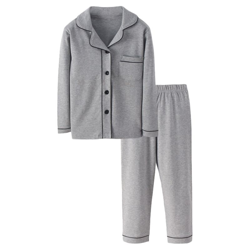 Sugar Rush - 2pc-Set - Boys Solid Full Sleeves Sleepwear - Grey