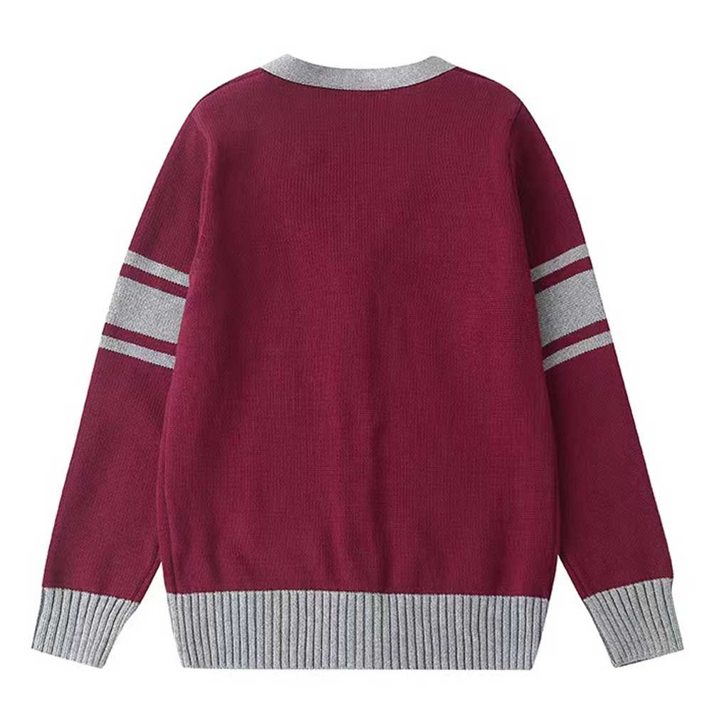 Sugar Rush - Solid V-Neck Full Sleeves Sweater - Maroon